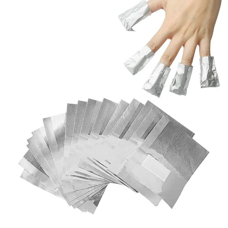 100 Pcs Aluminium Foil | Nail Art Soak Off Acrylic Gel Polish Nail Removal Wraps Remover | Manicure Nail Cleaning Makeup Tool