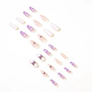 24 Pcs Vine Purple Fake Nails | White Cloud Nail Kit,Removable Gel Nail Kit
