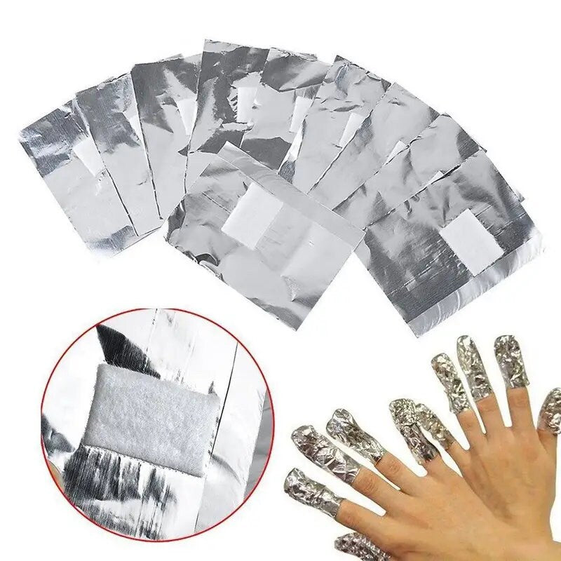 100 Pcs Aluminium Foil | Nail Art Soak Off Acrylic Gel Polish Nail Removal Wraps Remover | Manicure Nail Cleaning Makeup Tool