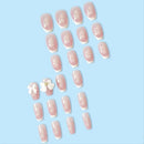 Simple French Style Fake Nails White Butterfly Temperament Press-On Nails Manicure With Jelly Gel