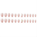 Simple French Style Fake Nails White Butterfly Temperament Press-On Nails Manicure With Jelly Gel