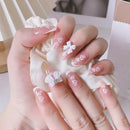 Simple French Style Fake Nails White Butterfly Temperament Press-On Nails Manicure With Jelly Gel