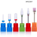 6 Pcs/set Professional Ceramic Nail Drill Bits Set Acrylic Nail File Drill Bit Pedicure Cuticle Gel Nail Polishing Head