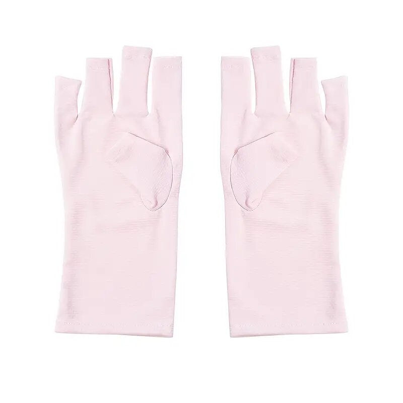 Nail Art Pink Gloves Anti UV Gloves For Gel Nail Lamp, Professional Protection Gloves For Manicures