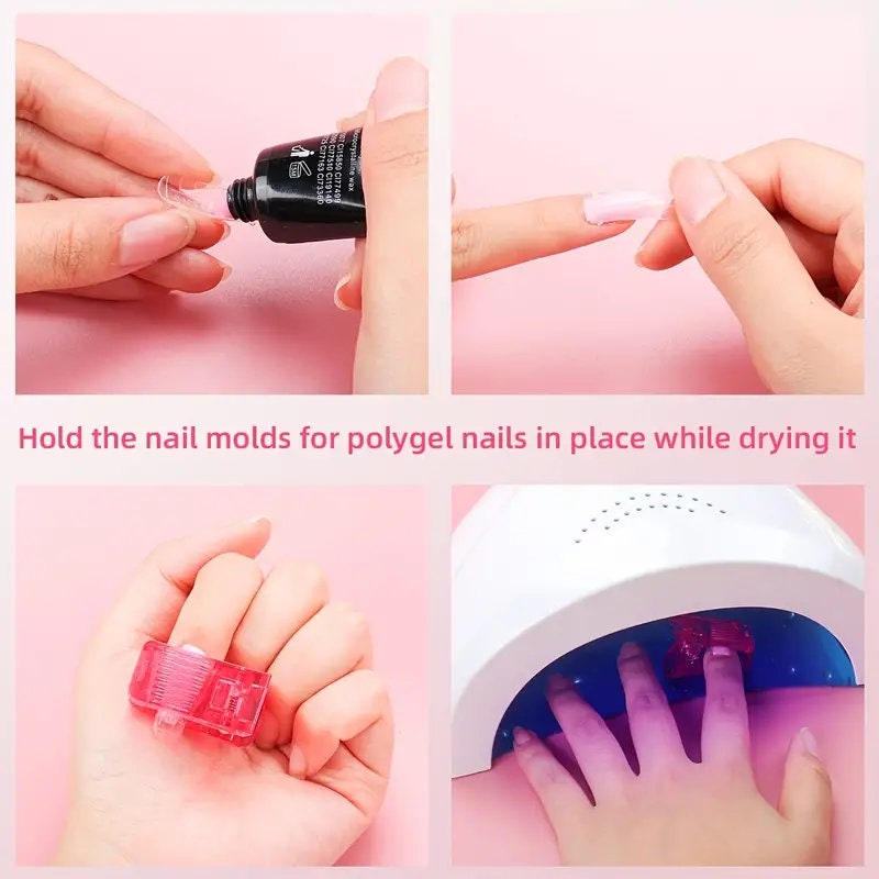 Clear Nail Tips Clip For Gel Nails Acrylic Nails | Quick Building Gel Nail Extension Builder | Professional Nail Clamps For Nail Extension