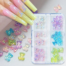 6 Grids 3D Bear Nail Charms Resin Crystal Glitter Bear Nails Art Accessory For Women Girl DIY Acrylic Nail Design Supplies