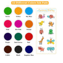 HOBBY HORSE 12 Pack Large Round Craft Ink Pad 12 Colors Rainbow DIY Fingerprint Ink Pad Washable Painting Card Stamps Partner