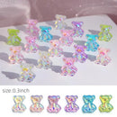 6 Grids 3D Bear Nail Charms Resin Crystal Glitter Bear Nails Art Accessory For Women Girl DIY Acrylic Nail Design Supplies