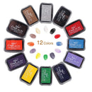 Fstaor Craft Large Ink Pad for Rubber Stamps, Non-Toxic Washable Safe Stamp Pads for Kids, Ink Pads Permanent for Paper Wood  (Pack of 12)
