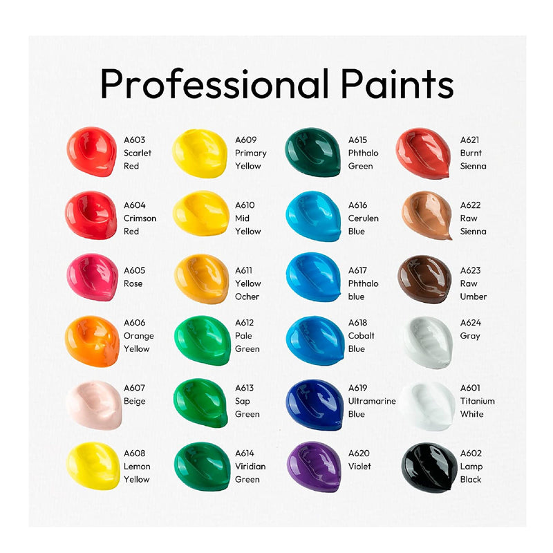 Acrylic Paint Set Caliart 52 Vivid Colors (22 ml/0.74 oz) Craft Paint  Supplies