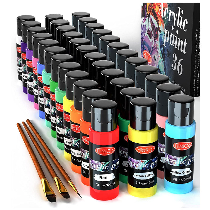 36 Color Acrylic Paint Set | 2 Fl Oz 60Ml Bottles | Non Toxic