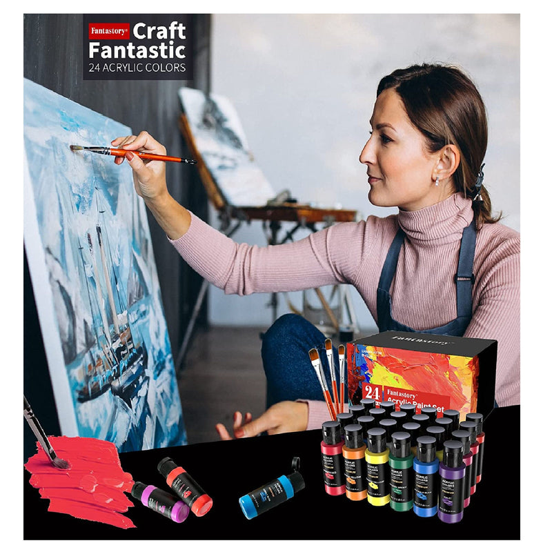 Artecho Metallic Acrylic Paint, 12 Colors Bottles (59ml / 2oz) Art Craft  Paints for Canvas, Rock, Stone, Wood, Fabric, Art Supplies for Artists