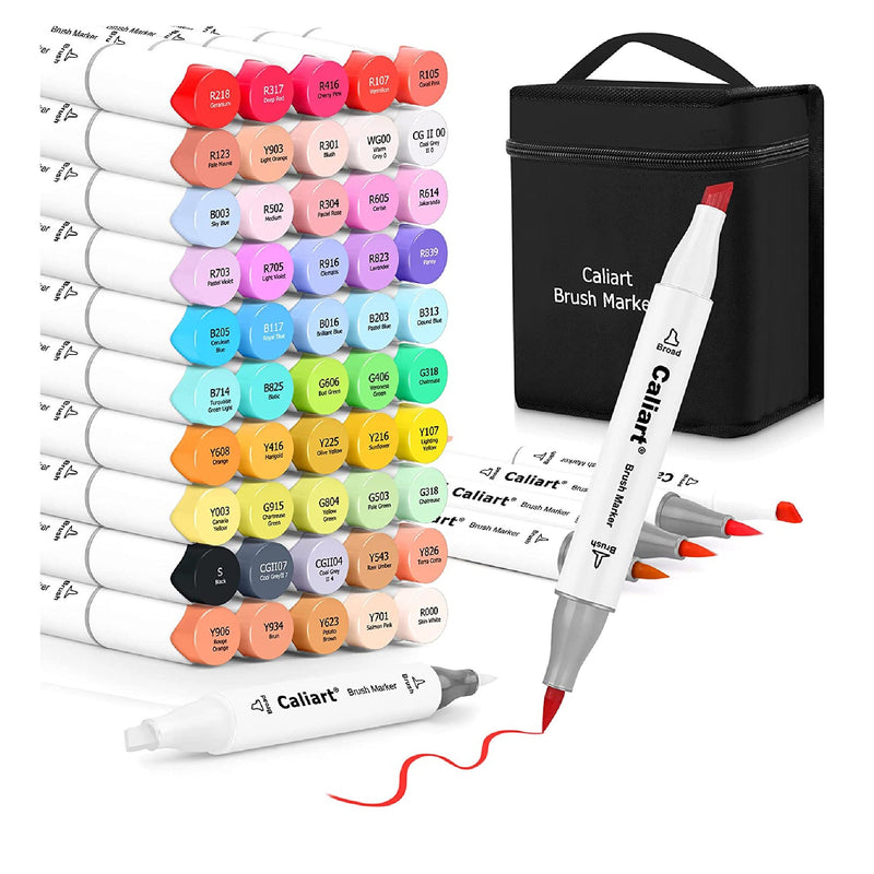 Mogyann Markers for Adult Coloring 72 Coloring Pens Dual Tip Brush Markers  for Coloring Books