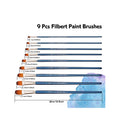 Dainayw Filbert Paint Brushes Set | 9 Pcs Professional Artist Brush