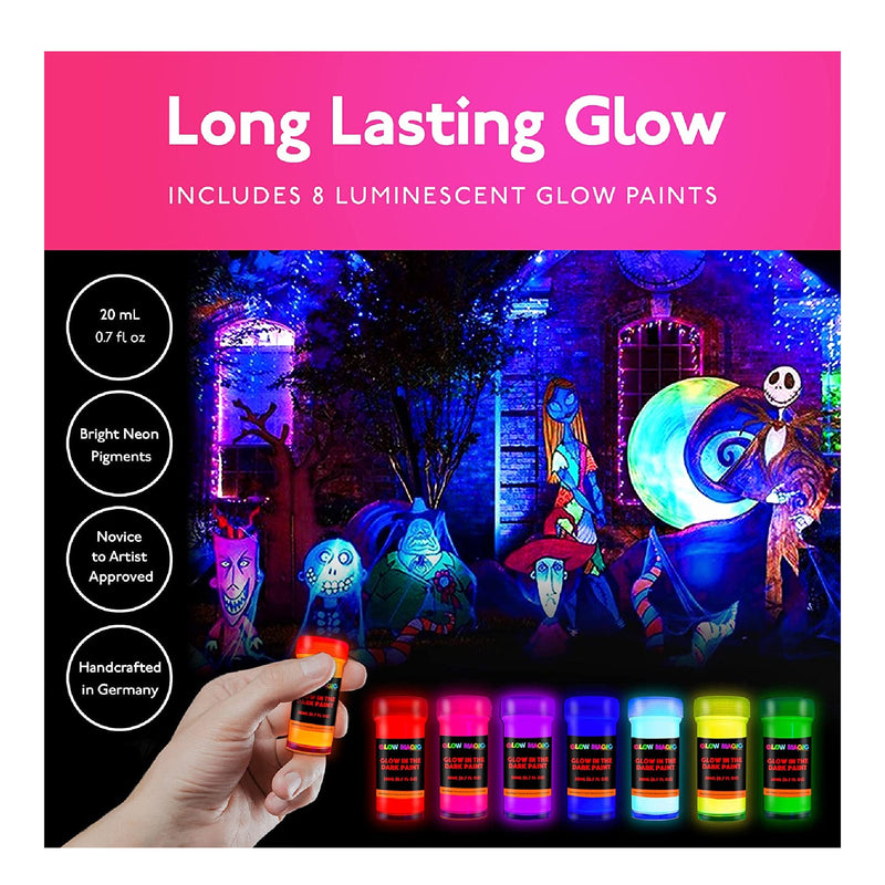 Individual Glow-In-The | Dark Painting | Set Of 8 Phosphorescent Reflective Acrylic Paints