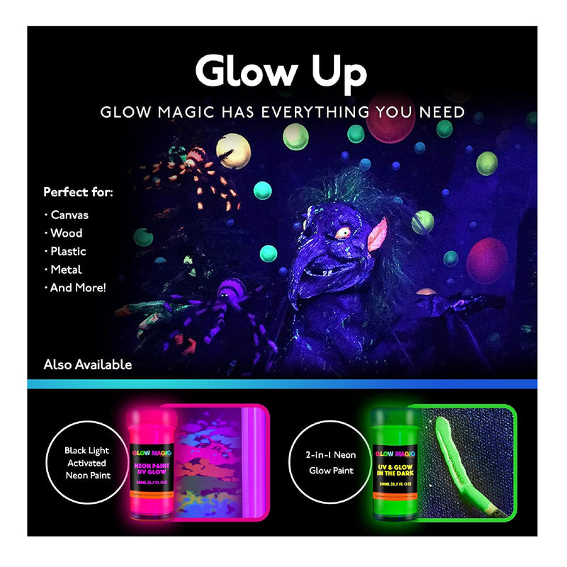 Individual Glow-In-The | Dark Painting | Set Of 8 Phosphorescent Reflective Acrylic Paints