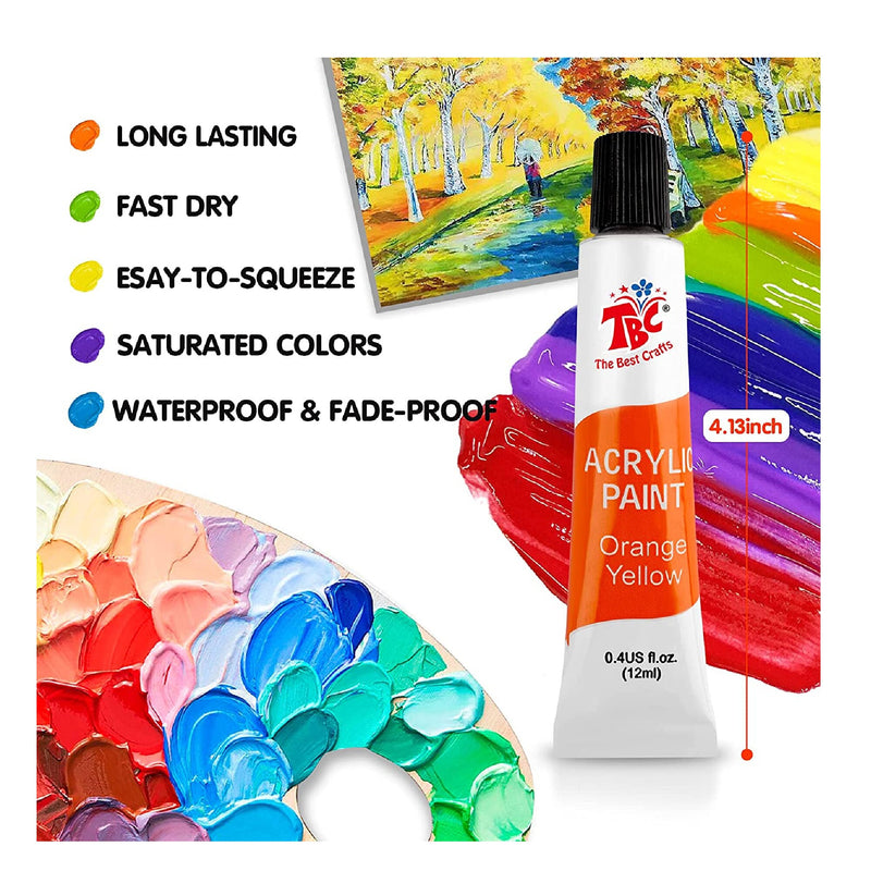 TBC The Best Crafts Acrylic Paint Set | 12 x 0.4 fl.oz/12 ml Tues Acrylic Paint | Rich Colors