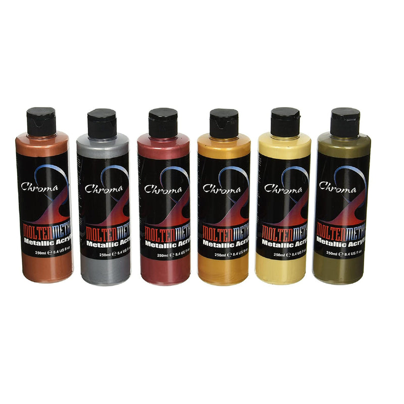 Chroma Molten Metals | Acrylic Paint Set | 8.4 Oz Bottle | Assorted Colors