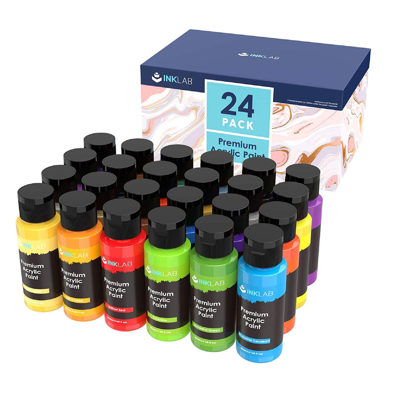 Magicfly Acrylic Paint Set, 24 Rich Pigments Acrylic Paints for Canvas  Painting