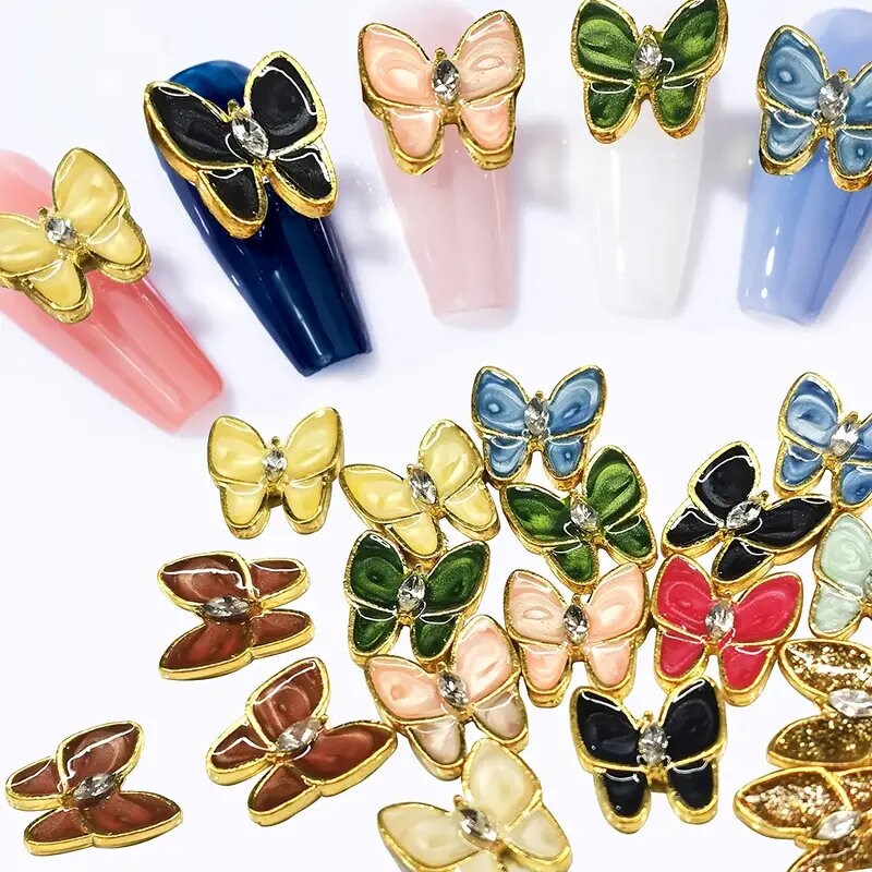 20 Pcs 3D Butterfly Nail Charms Rhinestones For Nail Diamonds Nail Art Metal Gems Glitter Decor Crystal Nail Charms Design Nail Accessories