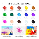 Shuttle Art | Acrylic Paint Set | 15 x 12 Ml Tubes Artist Quality Non | Toxic Rich Pigments