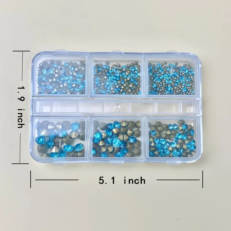 Blue Crystals Nail Charm Nail Art Rhinestones Round Bead Nail Art Gems Nail Jewelry Tips Nail Art Decor For DIY Ornament