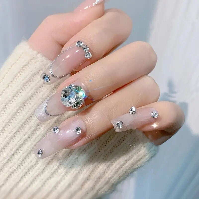 The Ultimate Guide to Glamorous Blue Nails with Gems – RainyRoses