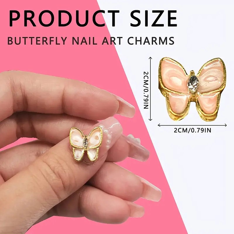 20 Pcs 3D Butterfly Nail Charms Rhinestones For Nail Diamonds Nail Art Metal Gems Glitter Decor Crystal Nail Charms Design Nail Accessories