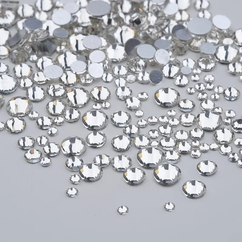 2400 Pcs Nail Gems Crystal Nail Art Artificial Rhinestones Kit |Clear Flatback Artificial Rhinestones Gems Stones With Storage Organizer Box