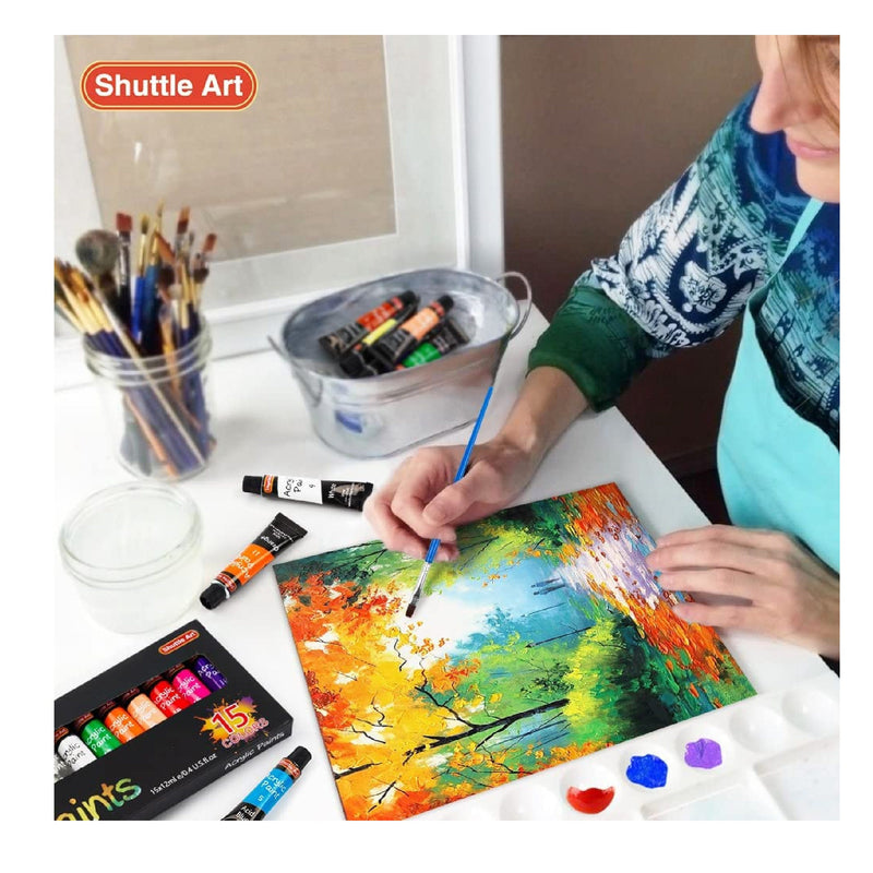  Shuttle Art Acrylic Paint Set, 30 x12ml Tubes Artist Quality  Non Toxic Rich Pigments Colors Great for Kids Adults Professional Painting  on Rocks Canvas Wood Clay Fabric Ceramic Crafts : Arts