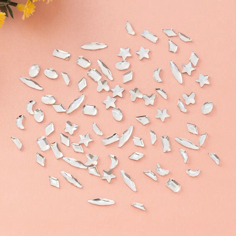 20 Pcs Pink Nail Rhinestones Nail Art Gems Crafts Crystals Glass  Decorations Set Ab Rhinestones Flat Back Design For Nail Art Decoration