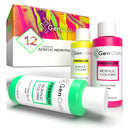 GenCrafts | Poured Neon Acrylic Paint | Set Of 12 Fluorescent Colors