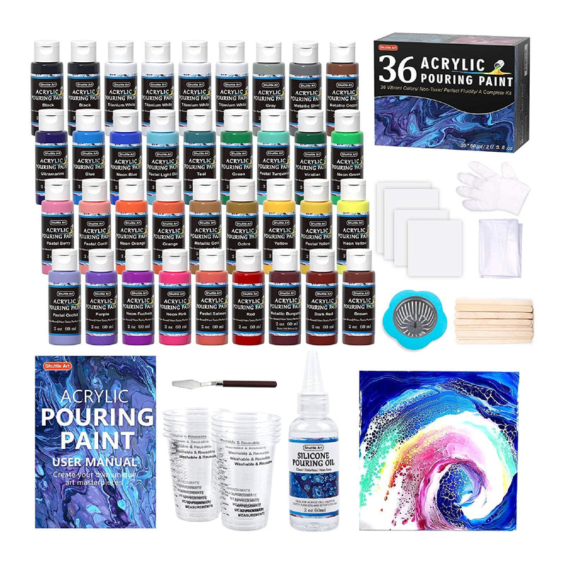 Shuttle Art | Acrylic Pouring Paint | Set Of 36 Bottles  | 2Oz/60Ml