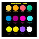 GenCrafts | Poured Neon Acrylic Paint | Set Of 12 Fluorescent Colors