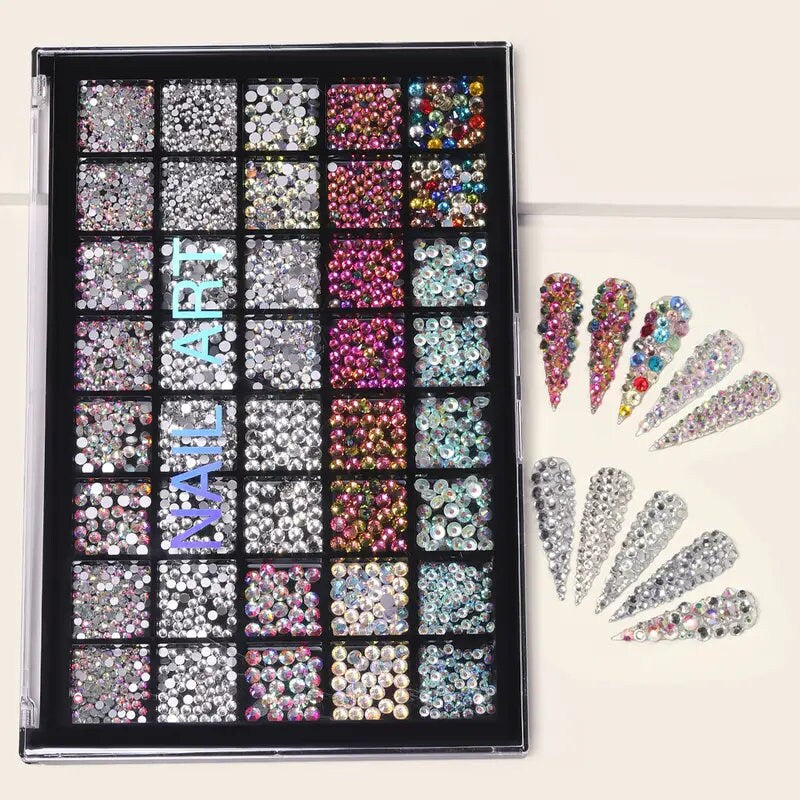 Mix Nail Rhinestones Set Rhinestones | 3D Flat Back Crystals For Nail Art Crafts