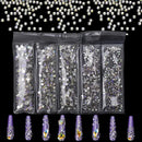 Nail Rhinestones Starry Night AB Flatback Rhinestones 2080pcs Nail Gemstones Crystals For Nail Art Crafts Makeup Decorations
