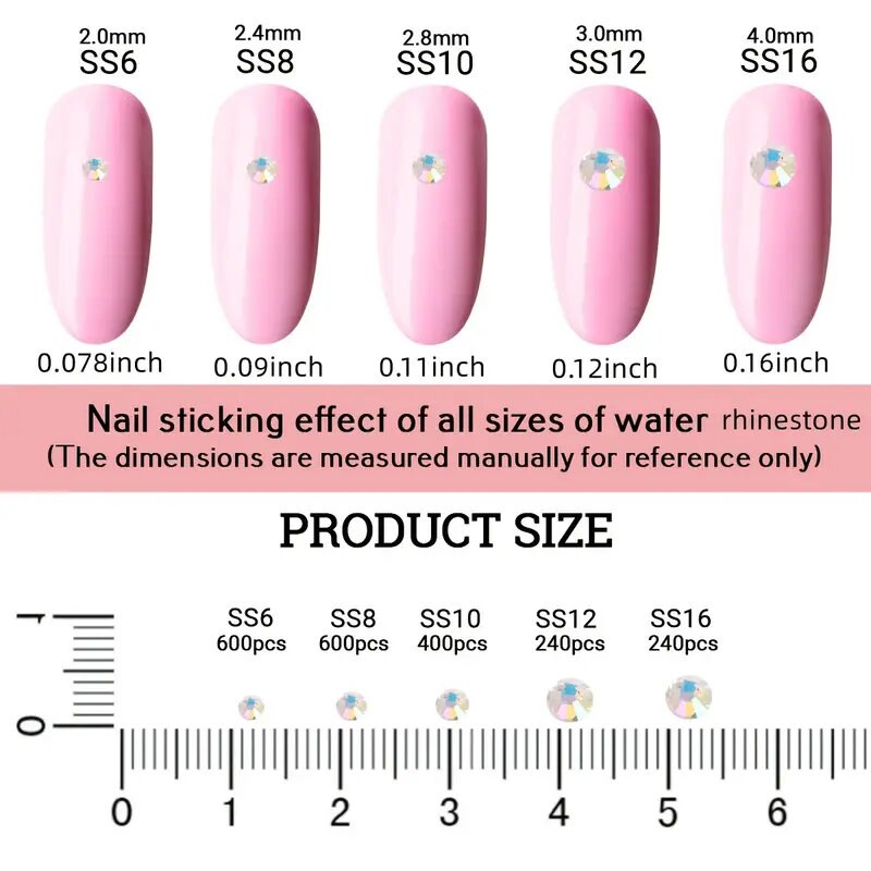Nail Rhinestones Starry Night AB Flatback Rhinestones 2080pcs Nail Gemstones Crystals For Nail Art Crafts Makeup Decorations