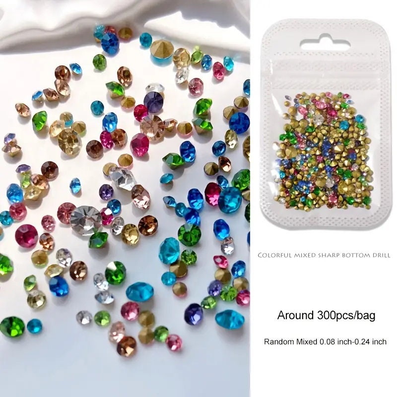 300 Pcs Nail Art Rhinestones Exquisite Design Multi-Shape Nail Rhinestones Decorations Nail Art Decoration Accessories