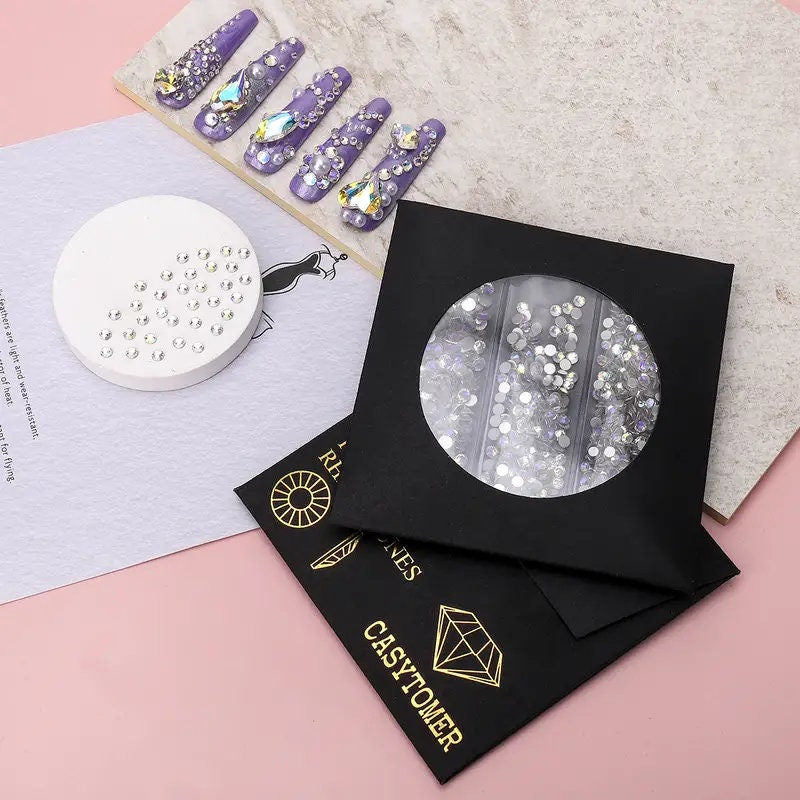 Nail Rhinestones Starry Night AB Flatback Rhinestones 2080pcs Nail Gemstones Crystals For Nail Art Crafts Makeup Decorations