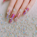 50 Pcs 3D Cute Bow Nail Art Charm Rhinestones Bow-knot Nail Charm Aurora Glitter Nail Art Design Manicure Accessories Supplies