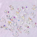 50 Pcs 3D Cute Bow Nail Art Charm Rhinestones Bow-knot Nail Charm Aurora Glitter Nail Art Design Manicure Accessories Supplies