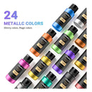 Ohuhu | Metallic Acrylic Paint Set | 24 Metallic Colors | 59 ml  2 oz