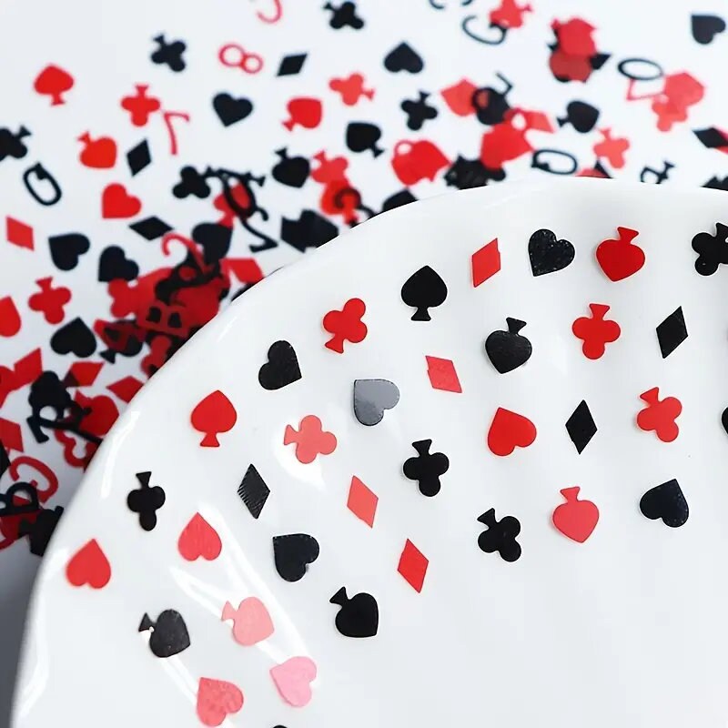 Poker Nail Art Sequins Glitters Slices | Red & Black Flakes Heart Letter For Acrylic Nail | Decoration Accessories For Eye Face Body Crafts