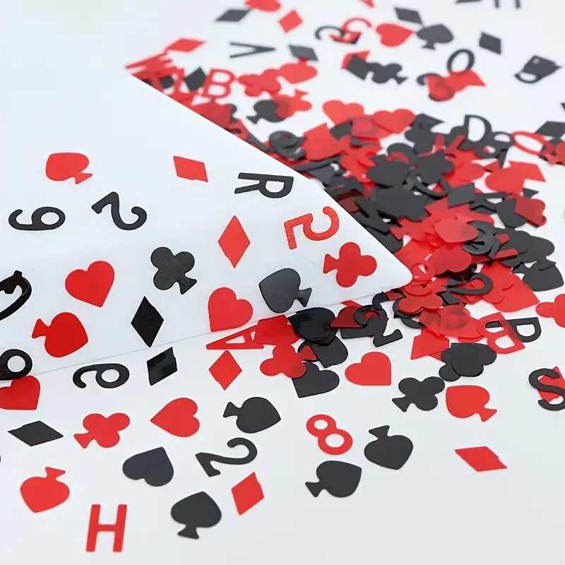 Poker Nail Art Sequins Glitters Slices | Red & Black Flakes Heart Letter For Acrylic Nail | Decoration Accessories For Eye Face Body Crafts