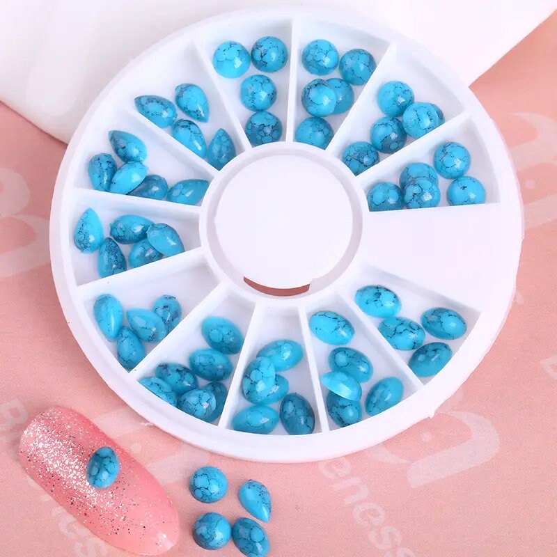 1 Box St.Patrick Day Faxu Peacock Blue Turquoise Nail Stickers | DIY Stone Pattern Nail Art Decoration