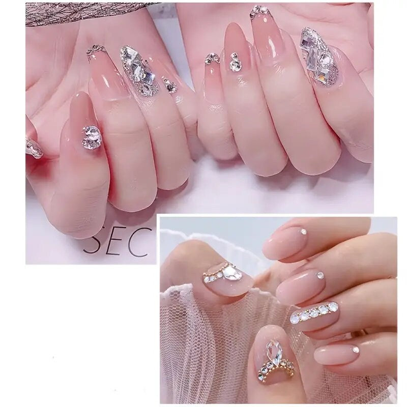 20 Pcs Mixed Nail Rhinestones AB Crystal Flatback Glass Gems Multi Sizes Shapes Nail Art Nail Decoration For Nail Art DIY