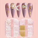 2 Boxes Nail Pearl Decoration Set White Rhinestone Half Round White Golden Pearl Nail Art Accessories Home DIY Use