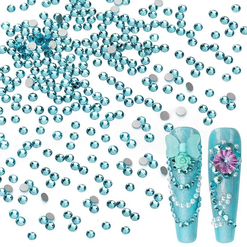 2080 Pcs Blue Nail Rhinestones Nail Art Charms Nail Small Glitter Gems For Nail Art Decorations