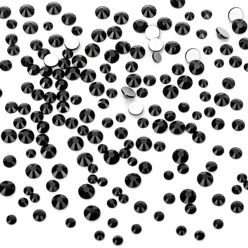 Crystal Rhinestones Black 2080 Pcs Nail Art Rhinestones Round Beads Flatback Glass For Nail Crafts Makeup Decorations