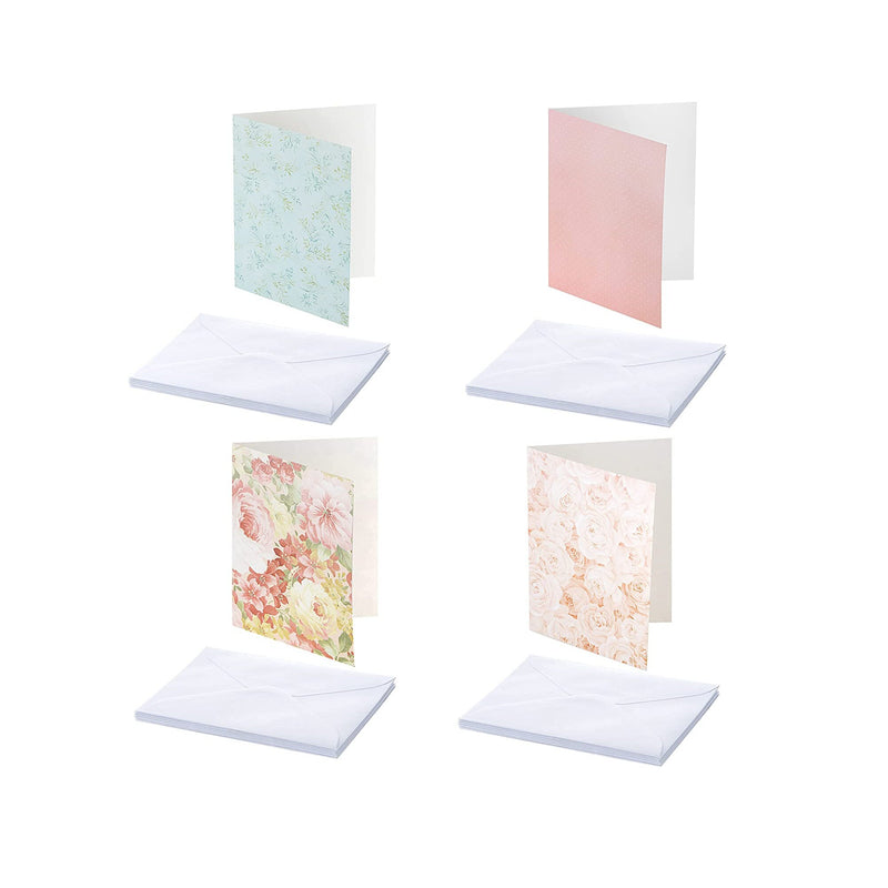 Floral Card Making Kit and Supplies | 32 Blank Cards with A2 Envelopes | Washi Tape | Stickers | Ephemera